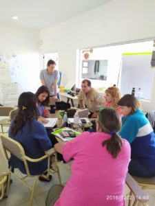 A group of participants at the Punta Rasa workshop discuss the key audiences that they need work with. Marcela Castellino: